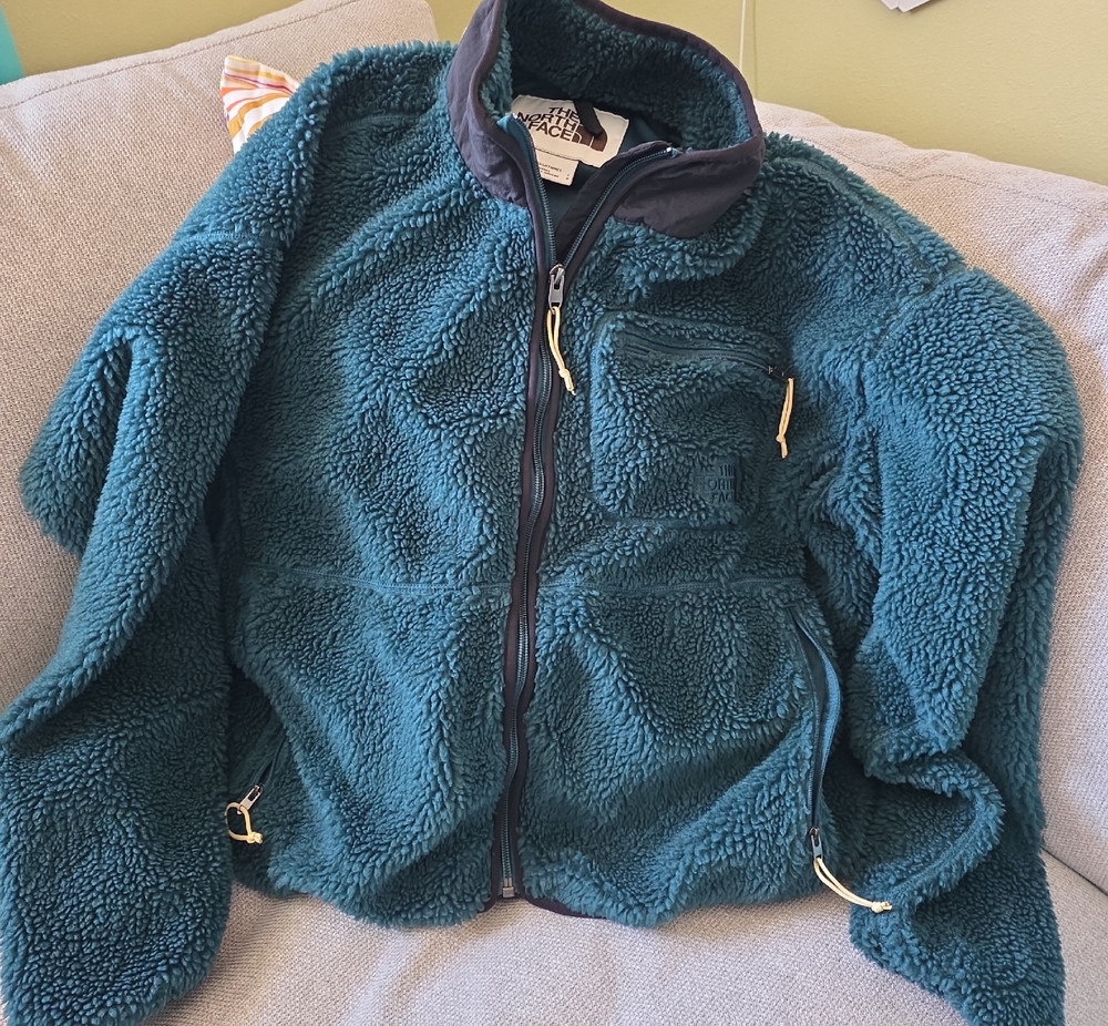 The North Face Forest Green Plush Sherpa Zip Jacket Large